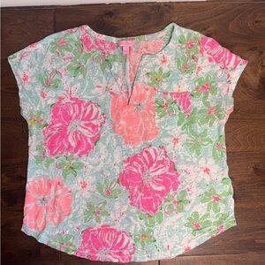 Lily Pulitzer Floral Top Amelia island size large